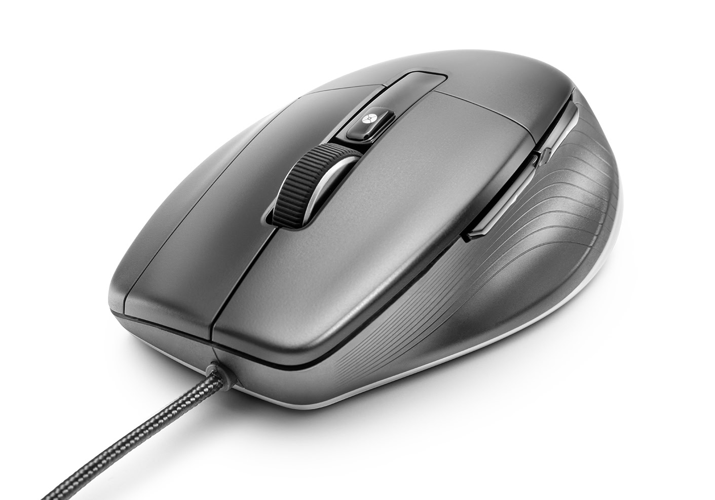 eine schwarze Computermaus mit einem Kabel perfekt fotografiert